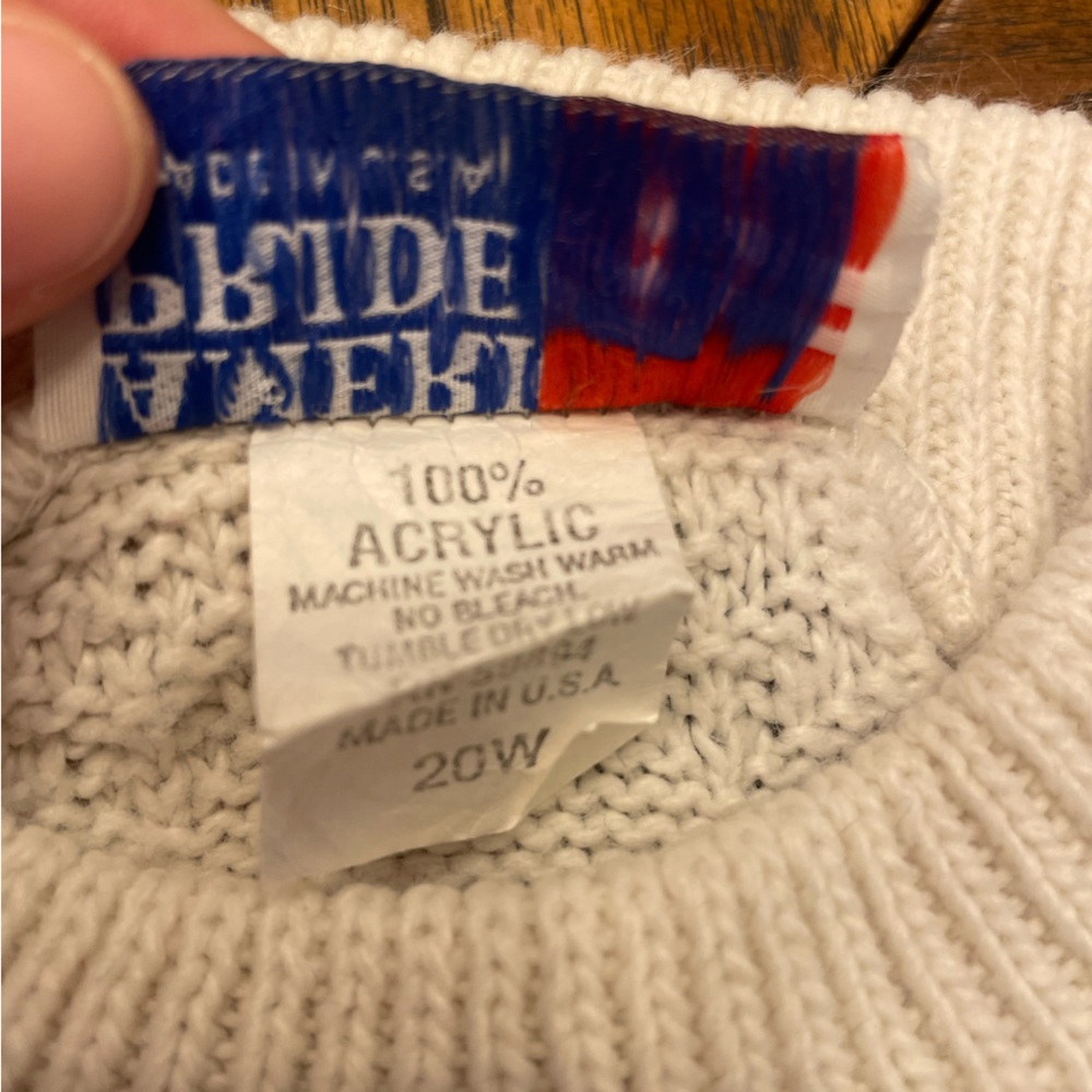 VTG Fair Isle Cream & Blue Knit Sweater 20W - Picture 4 of 4